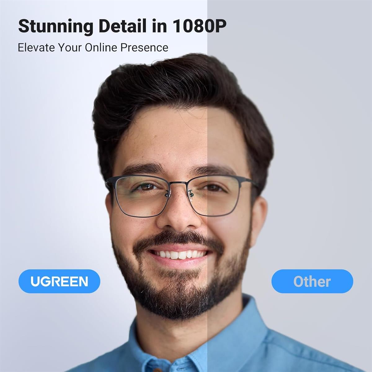 Ugreen 1080P Webcam with Microphone, Full HD USB Web Camera, Adjustable FOV, Noise-Canceling, Plug and Play, Auto Light Correction, Video Webcam for Streaming/Conferencing, Zoom/Skype/YouTube, Desktop - PakByte