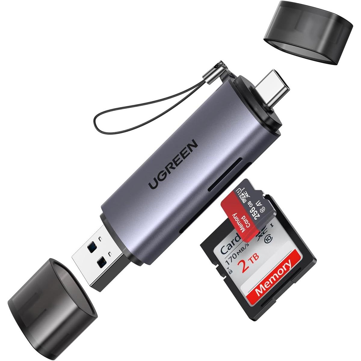 Ugreen 2-in-1 SD Card Reader, USB-C USB 3.0 Micro SD Card Reader Memory Card Reader Adapter for SD SDHC SDXC MicroSD Compatible with iPhone 16 15 Pro/Pro Max Samsung Android Computer PC MacBook iPad - PakByte