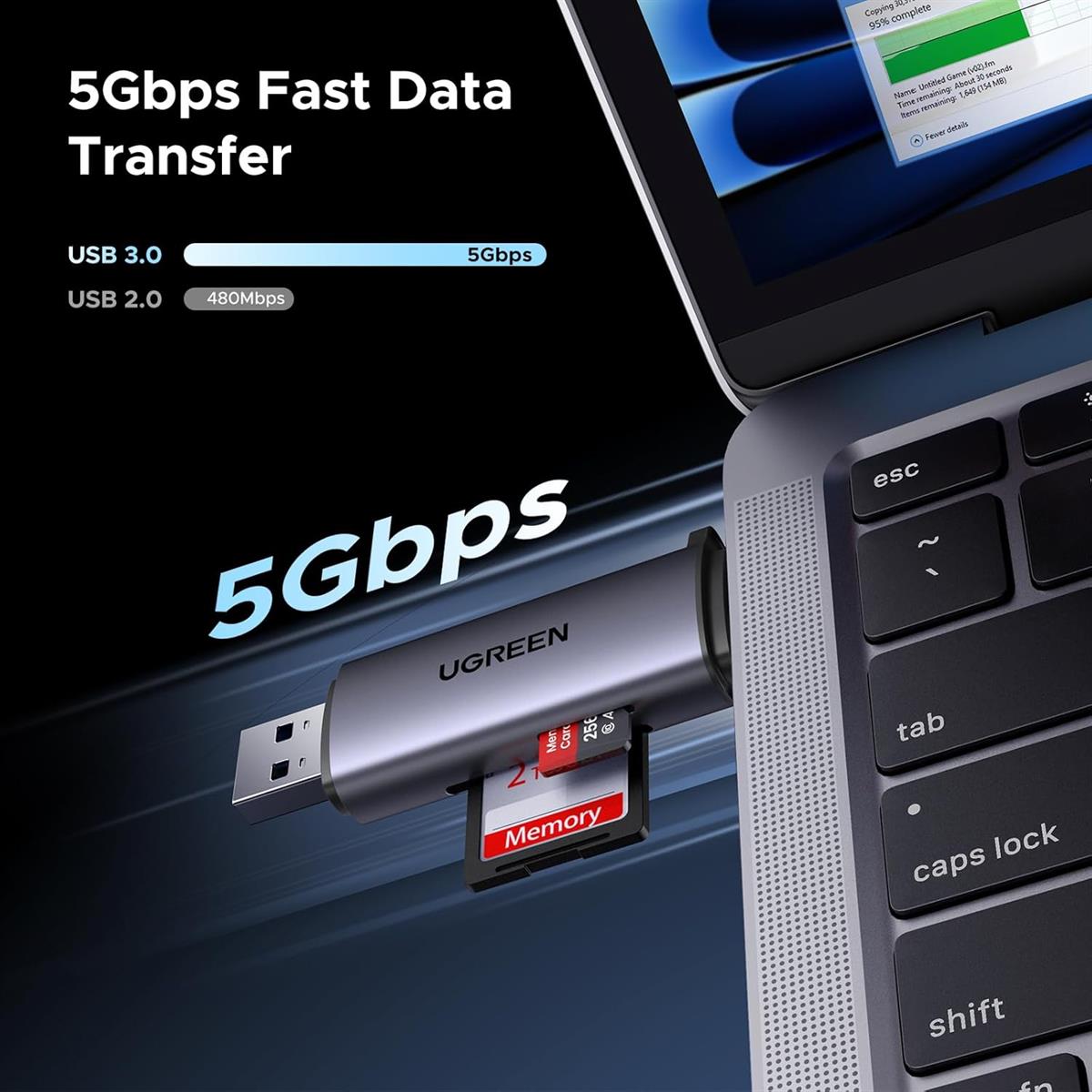 Ugreen 2-in-1 SD Card Reader, USB-C USB 3.0 Micro SD Card Reader Memory Card Reader Adapter for SD SDHC SDXC MicroSD Compatible with iPhone 16 15 Pro/Pro Max Samsung Android Computer PC MacBook iPad - PakByte