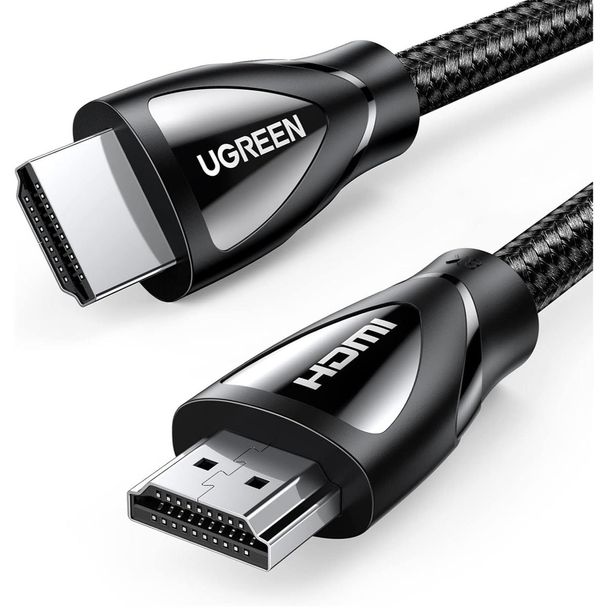 Ugreen 8K HDMI Cable 2.1 48Gbps Ultra High Speed Braided HDMI Cord 10K 8K@60Hz 4K@240Hz, eARC HDR10 HDCP 2.2 & 2.3, HDMI Cable Compatible with PS5/Xbox Series X/Roku TV/HDTV/Blu-Ray - 2m - PakByte