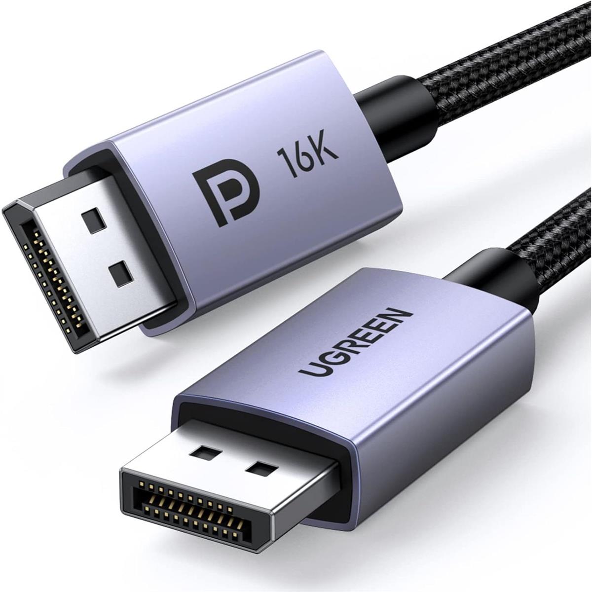 Ugreen DisplayPort Cable 2.1 DP2.0 40Gbps Support 16K@30Hz 8K@240Hz 4K@240Hz HDR, HDCP, DSC 1.2a, Braided Display Port Cable Cord Compatible FreeSync G-Sync Video Card Monitor - 3m - PakByte