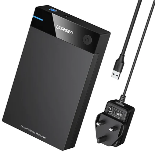 Ugreen External Hard Drive Enclosure for 3.5 Inch SATA SSD HDD USB 3.0 to SATA III Hard Drive Case with UASP Power Adapter Compatible - PakByte