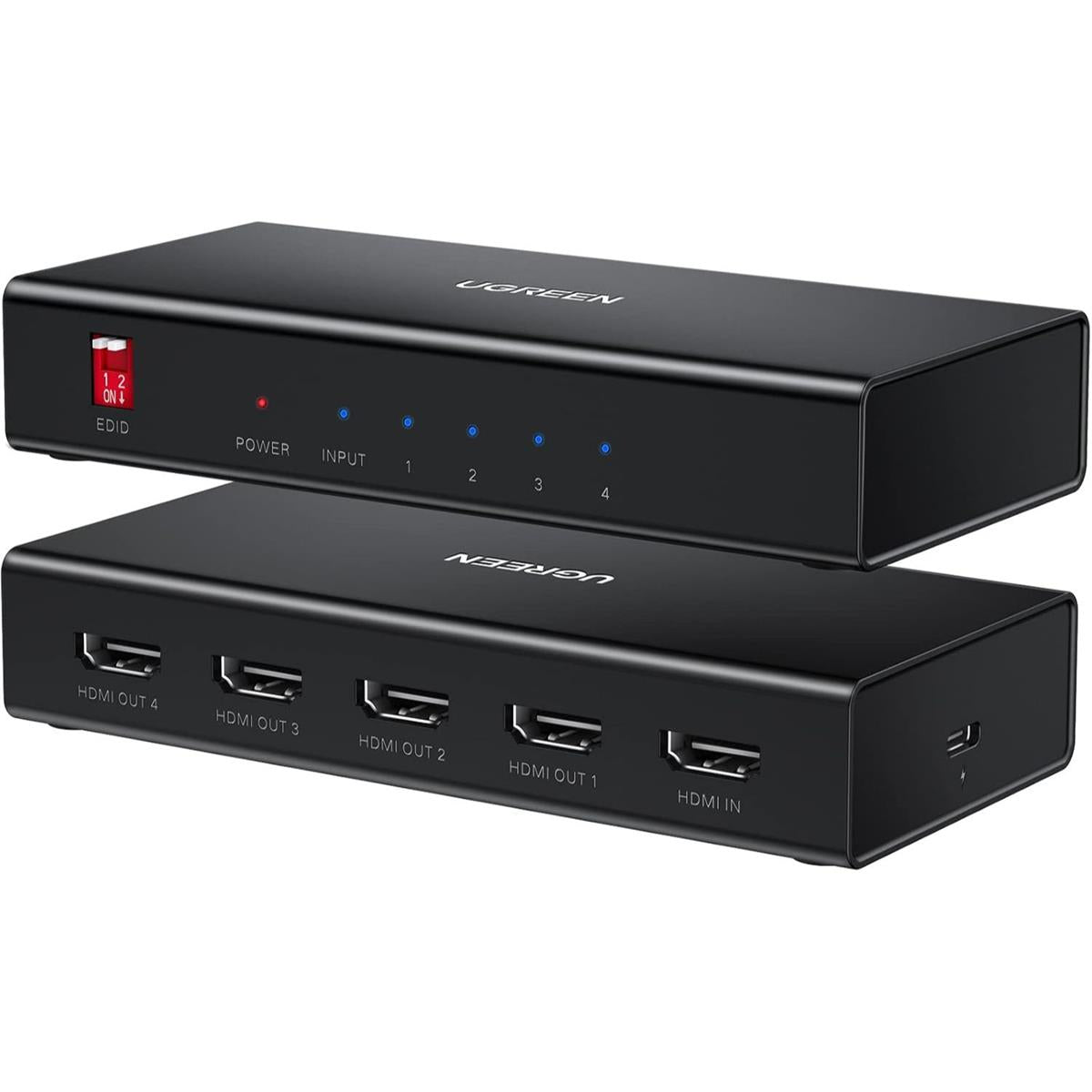 Ugreen HDMI Splitter 1 in 4 Out 4K@60Hz HDMI 2.0 Splitter 18 Gbps 1x4 Only Mirror Screen Support EDID HDCP 2.2/1.4 3D HDR Compatible with Apple TV Blu-Ray Monitor Xbox PS5/4 Switch Projector - PakByte