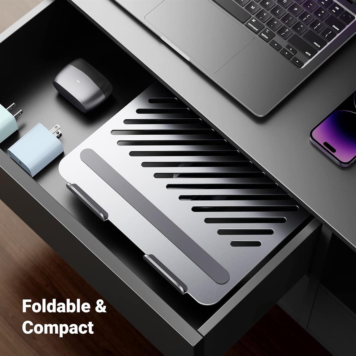 Ugreen Laptop Stand for Desk Adjustable 360 Rotating Base Compatible with MacBook Pro Air Stand, Lenovo Ideapad 3, Dell Chromebook, HP Notebook up to 17.3 Inch - PakByte