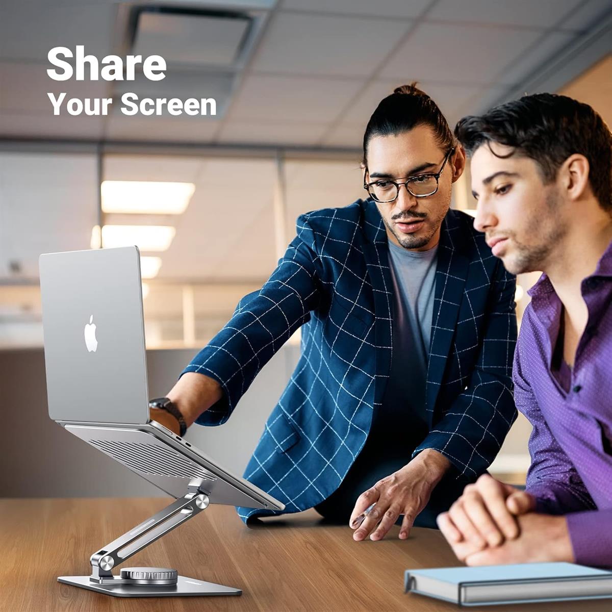 Ugreen Laptop Stand for Desk Adjustable 360 Rotating Base Compatible with MacBook Pro Air Stand, Lenovo Ideapad 3, Dell Chromebook, HP Notebook up to 17.3 Inch - PakByte