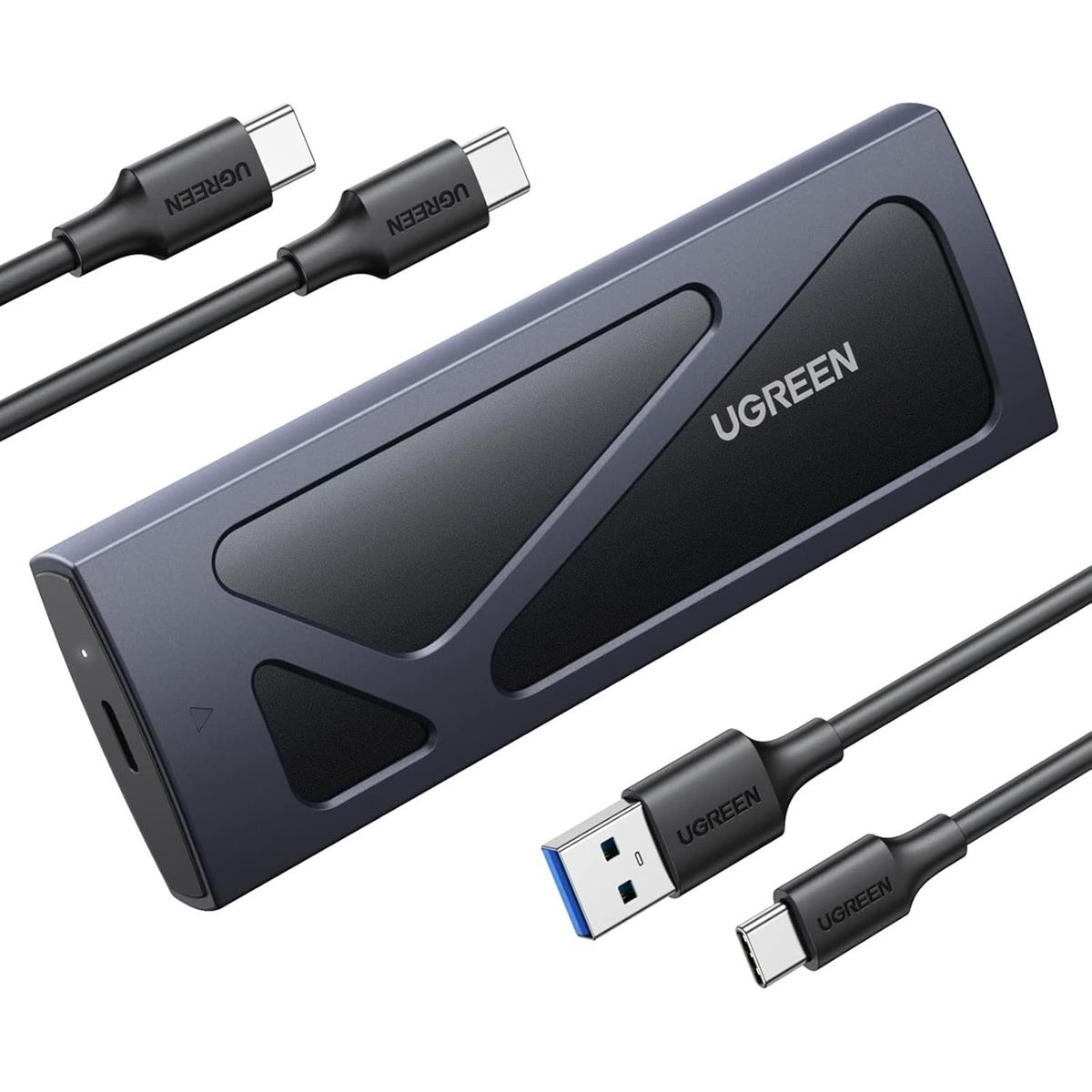 Ugreen M.2 NVMe SSD Enclosure, Tool-Free NVMe Enclosure, 10Gbps NVMe to USB Adapter with USB 3.2 Gen2, Aluminum M2 SSD Enclosure Supports M and B&M Keys and Size in 2230/2242 /2260/2280 SSDs (Black) - PakByte