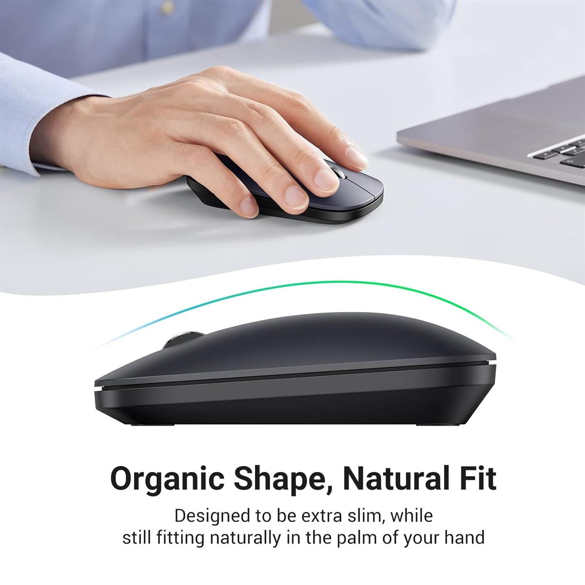 Ugreen PC Mouse Wireless Quiet With 4000 DPI, 2.4GHz Connection, 18 Months Battery Life, USB Wireless Mouse Compatible With Laptop Computer Windows 11 macOS Linux (Black) - PakByte