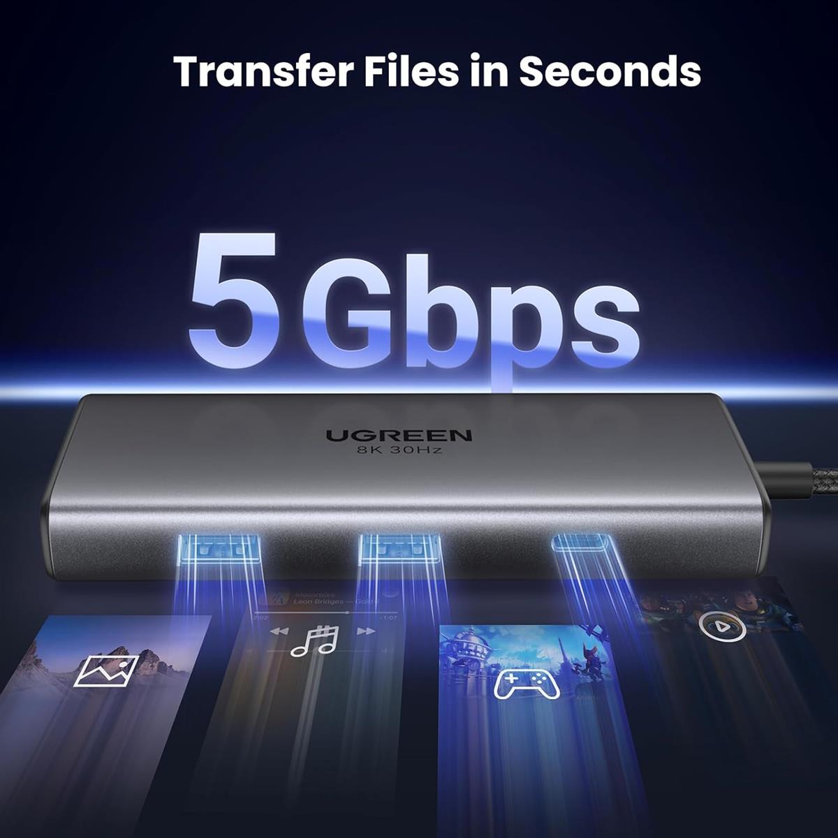 Ugreen Revodok 206 Docking Station 6-in-1 USB-C Dock Dual HDMI 4K@60Hz Single 8K@30Hz 100W PD 5Gbps USB C and USB A Data Ports USB C Hub - PakByte Computers