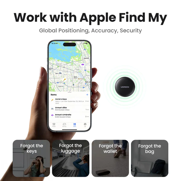Ugreen Smart Bluetooth Tag, Finder Security SmartTrack Link SmartTag With Apple Find My Key Bluetooth Tracker For Earbud Luggage MFi Phone Finder IOS - PakByte