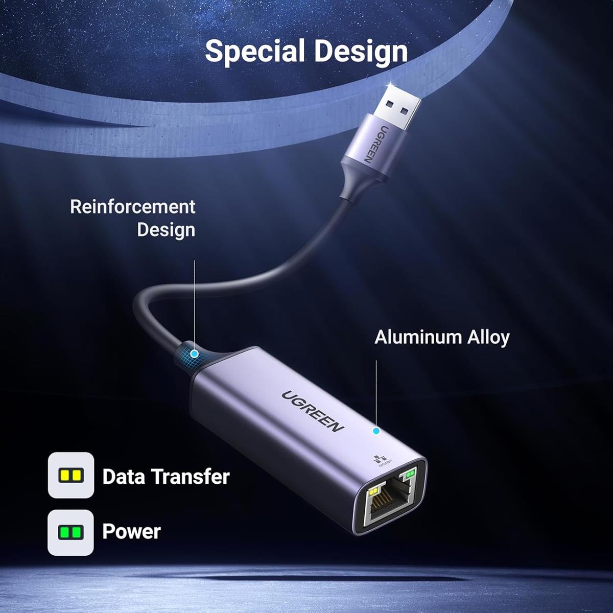 Ugreen USB 3.0 to Ethernet Adapter Gigabit Network Adapter Compatible with Nintendo Switch, Windows, MacOS, Linux, and More - PakByte