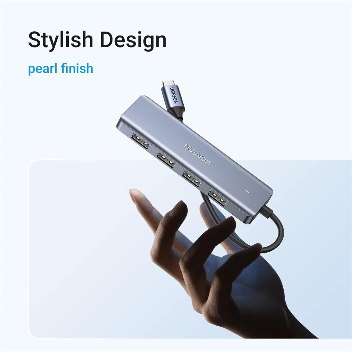 Ugreen USB-C Hub 4 Ports, USB C to USB Hub with 4 USB 3.0, Powered USB C Splitter for Laptop, MacBook Pro, iMac, iPad Pro, Chromebook, Dell XPS, iPhone 15/15 Pro, Galaxy S23, and More, 0.5FT - PakByte