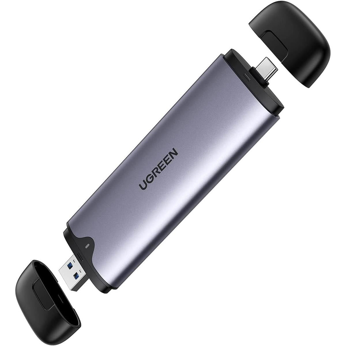 Ugreen USB-C & USB 2-in-1 M.2 NVMe SSD Enclosure, 10Gbps, Aluminum, 2242/2280, M-Key & M+B Key, Tool-Free, Broad Compatibility - PakByte