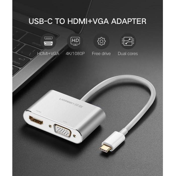 Ugreen USB-C to HDMI & VGA Converter - White - PakByte Computers