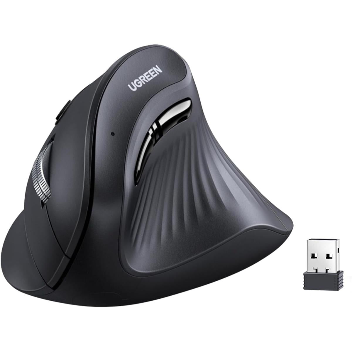 Ugreen Vertical Mouse Wireless (Bluetooth 5.0+2.4G) Ergonomic Mouse with 5 Buttons, 1000/1600/2000/4000 DPI, Prevention of Mouse Arm, Vertical Mouse Compatible with PC/Laptop/Tablet, Black - PakByte