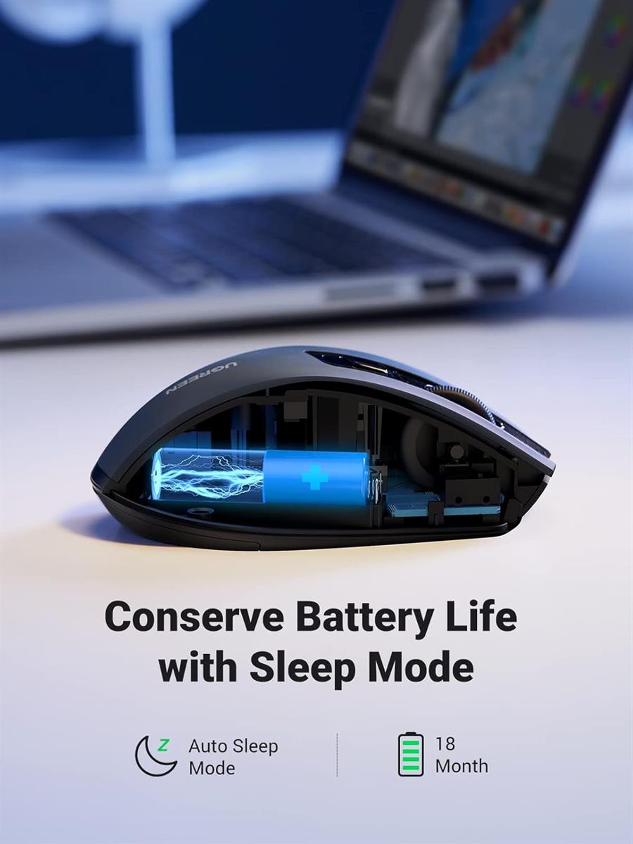 Ugreen Wireless Mouse 2.4GHz with USB Receiver, 5-Level 4000 DPI 6 Buttons, 18 Months Battery Life Cordless Mouse, Ergonomic Computer Mice for Laptop, Computer, PC, MacBook, Chromebook - Black - PakByte