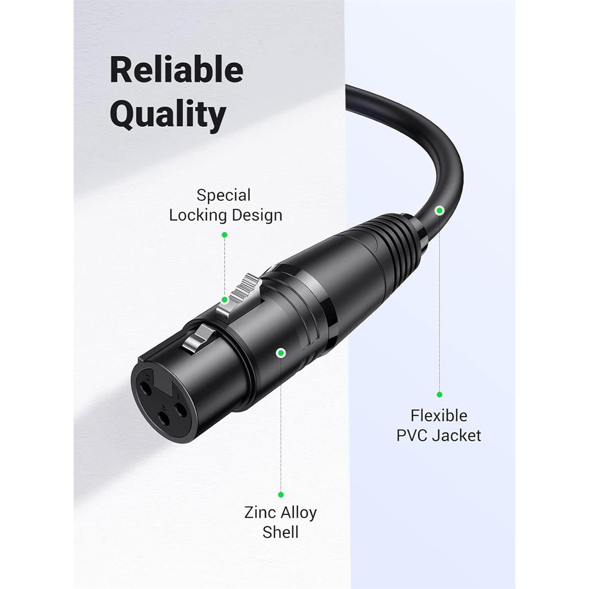 Ugreen XLR Cable, XLR Male To Female Microphone Extension Cable 2M For Amplifiers, Microphones, Mixer, Preamp, Speaker System Or Other Professional Recording (Black) - PakByte