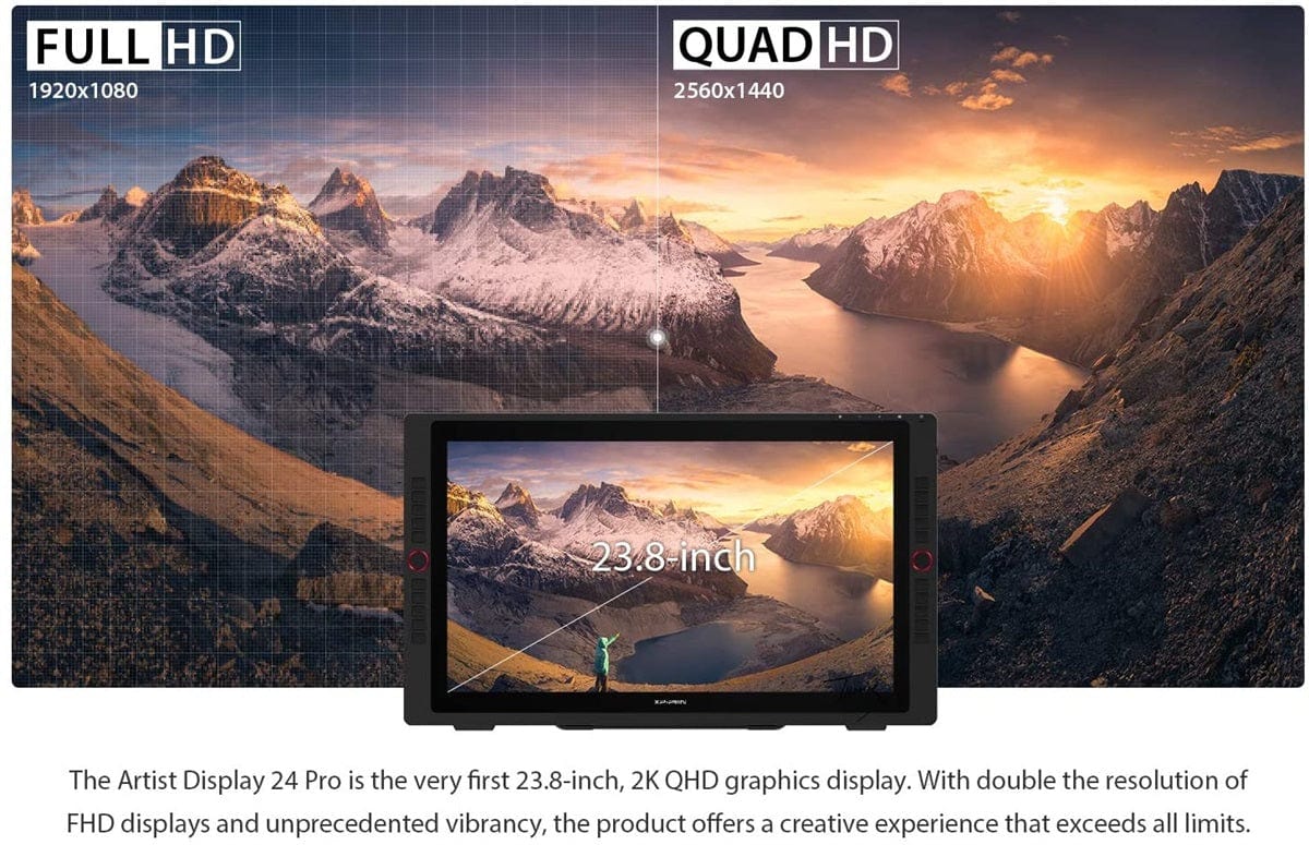 XP-PEN Artist 24 Pro Interactive Drawing Pen Display Monitor 2K QHD Graphics Tablet with USB-C - PakByte Computers