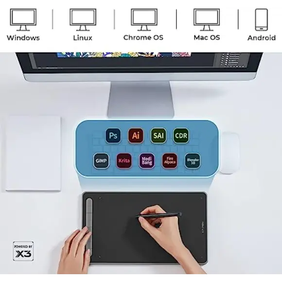 XP-PEN Deco L Drawing Tablet-10x6” Computer Graphic Tablet - Pink - PakByte Computers