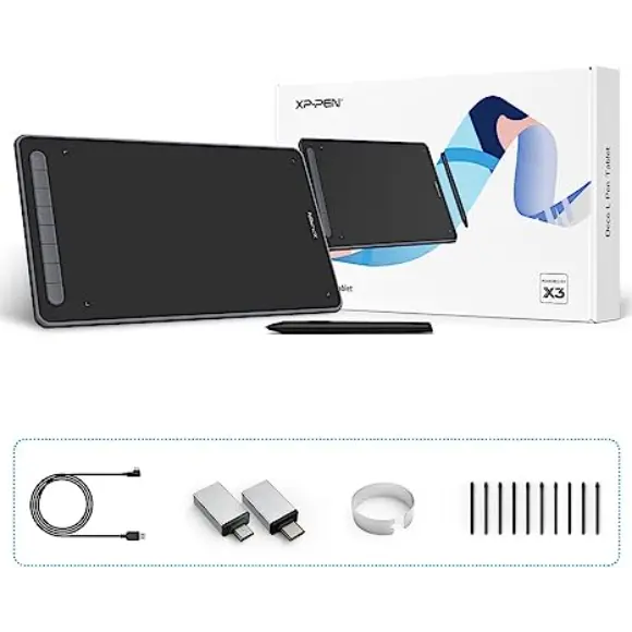 XP-PEN Deco L Drawing Tablet-10x6” Computer Graphic Tablet - Pink - PakByte Computers