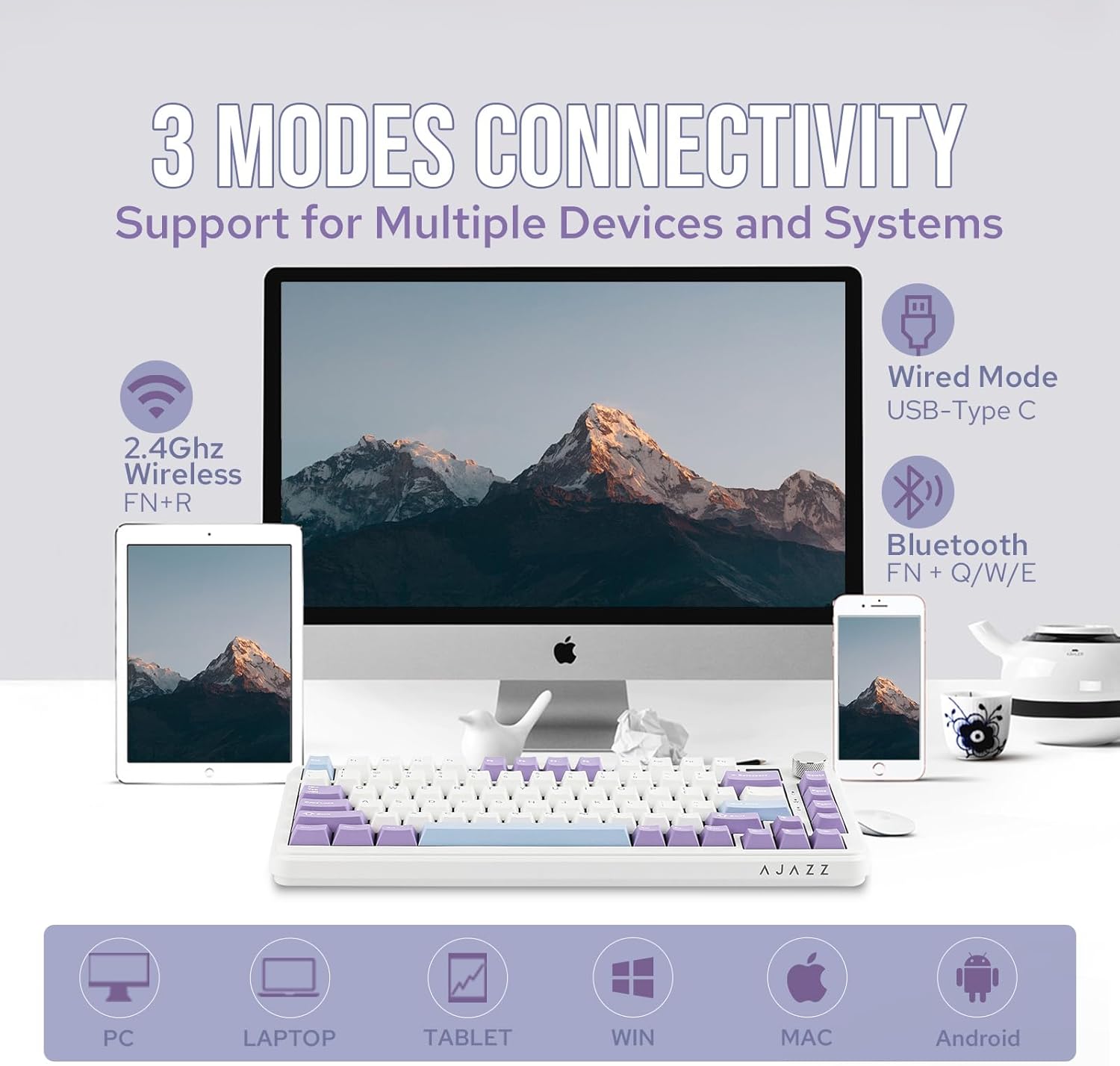 Ajazz AK820 Max HE Hall Effect Magnetic Gaming Keyboard - White - PakByte Computers