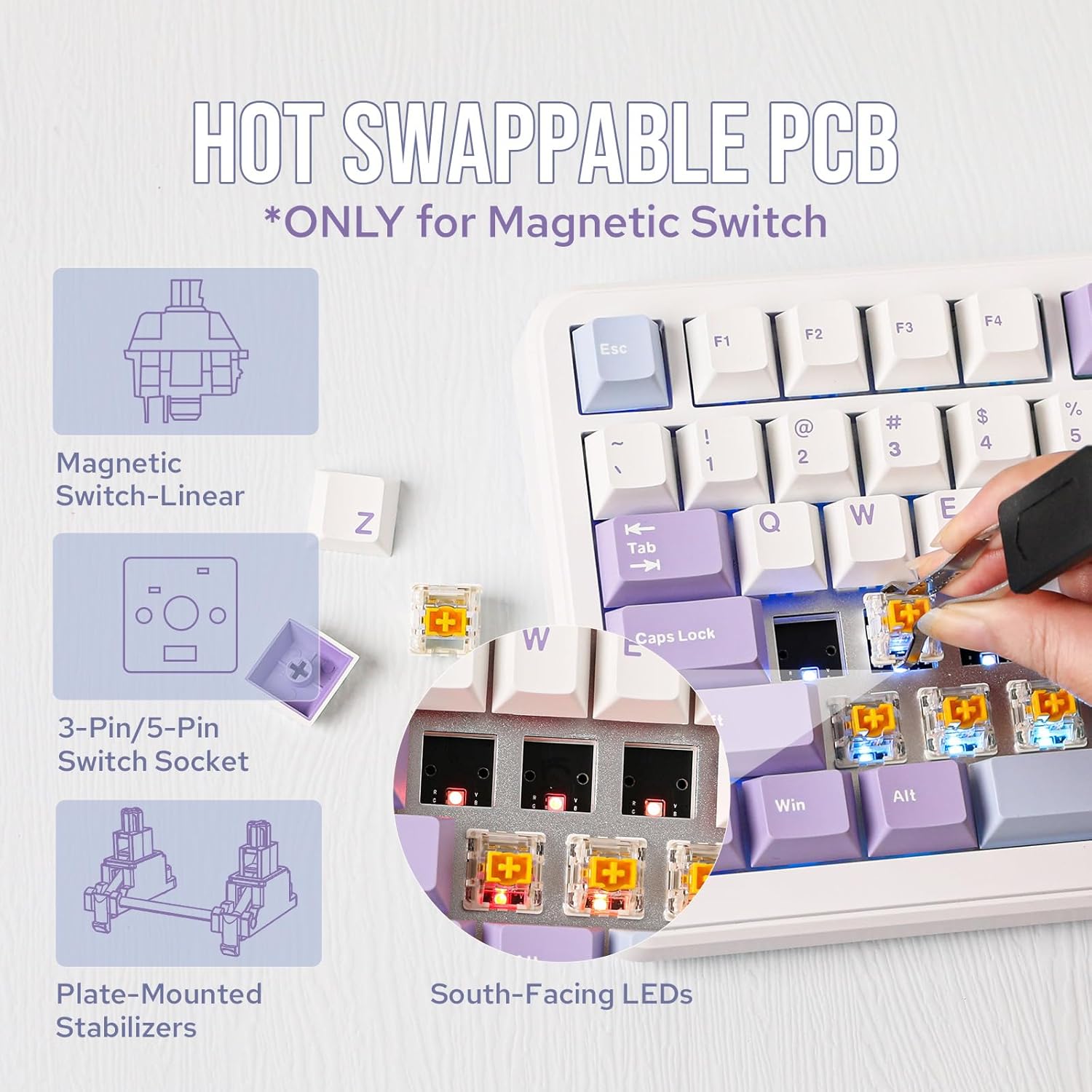 Ajazz AK820 Max HE Hall Effect Magnetic Gaming Keyboard - White - PakByte Computers