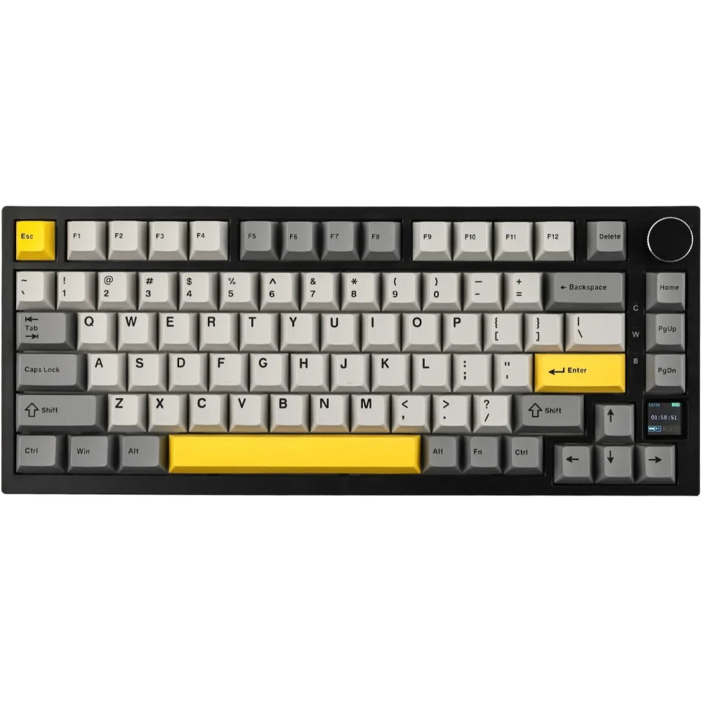 Ajazz AK820 Pro 75% Custom Mechanical Gaming Keyboard - Black/Grey/Yellow