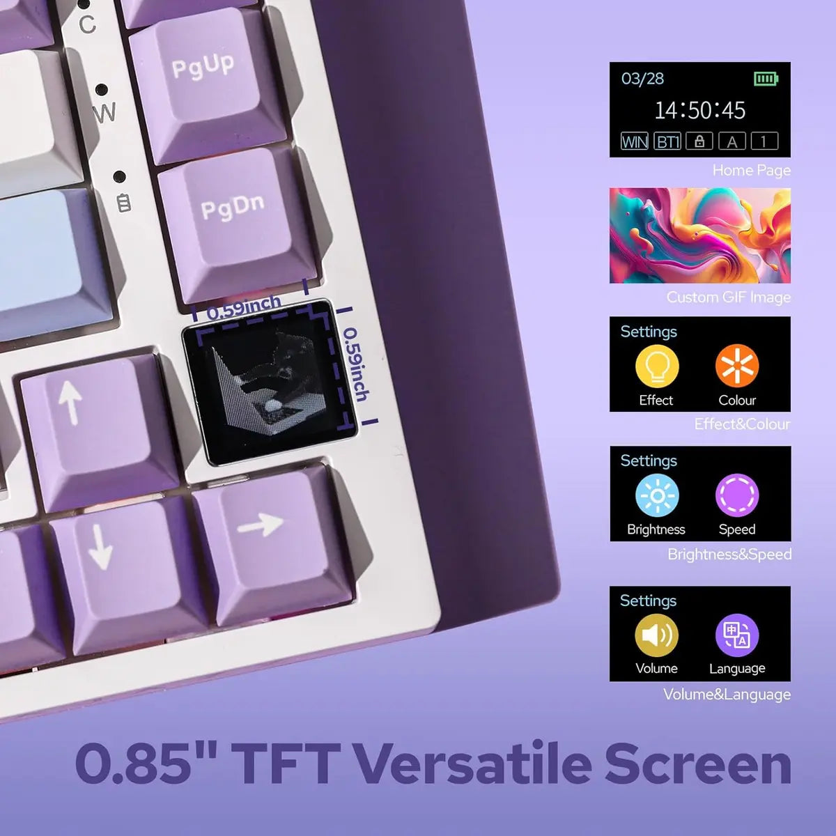 Ajazz AK820 Pro 75% Mechanical Keyboard - White/Purple/Yellow