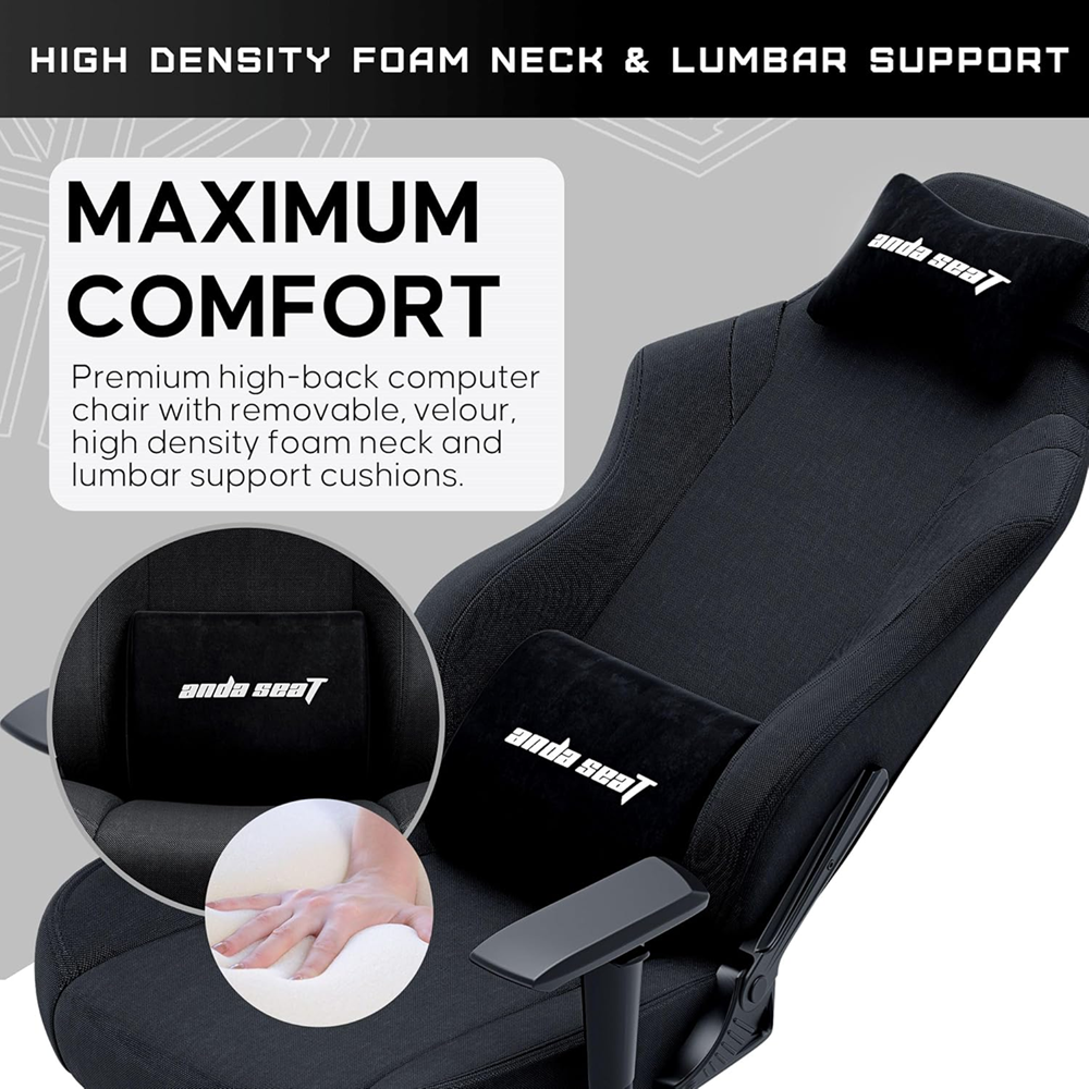 AndaSeat Luna Pro Gaming Chair with Footrest – Grey Fabric