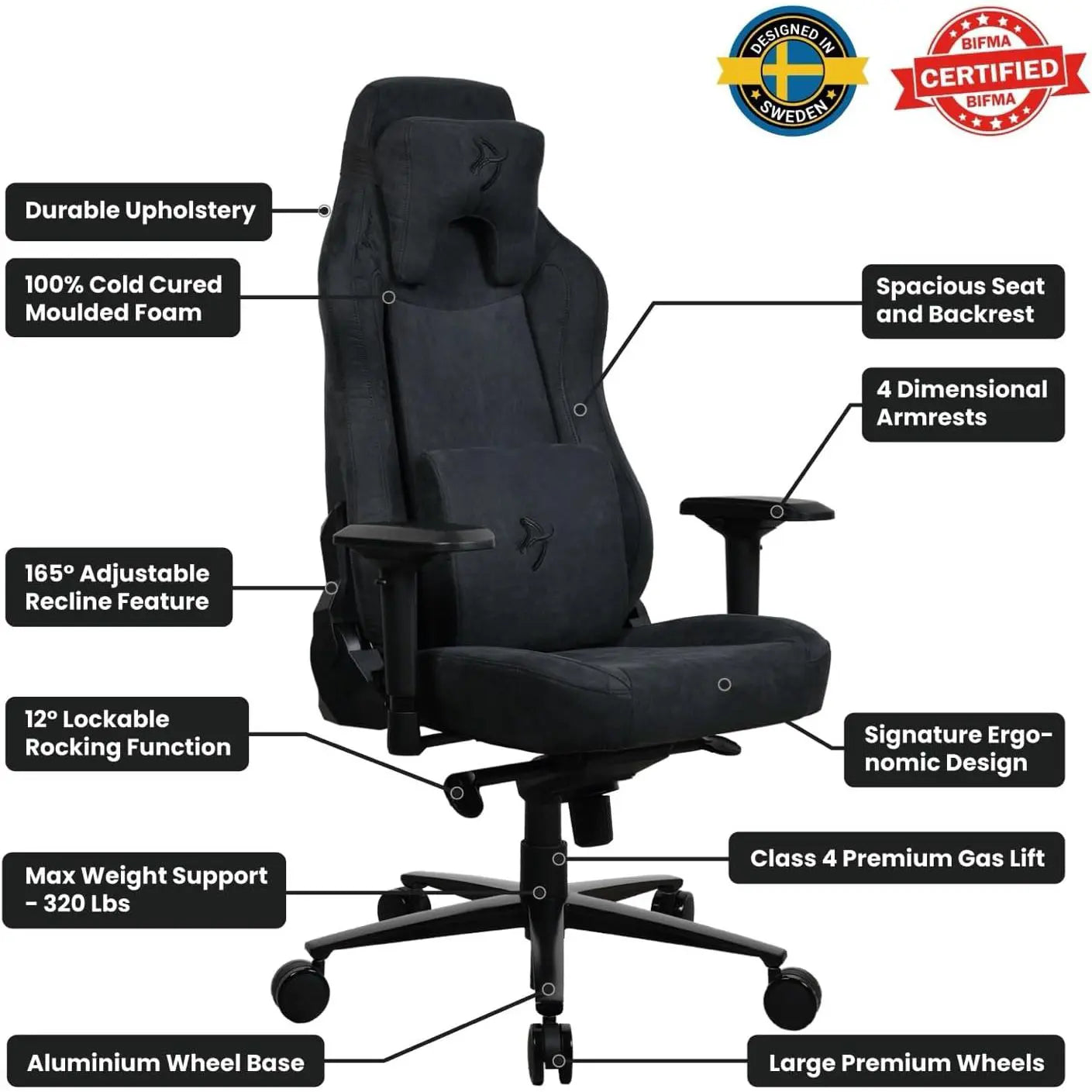 Arozzi Vernazza Supersoft Office and Gaming Chair - Pure Black - PakByte Computers