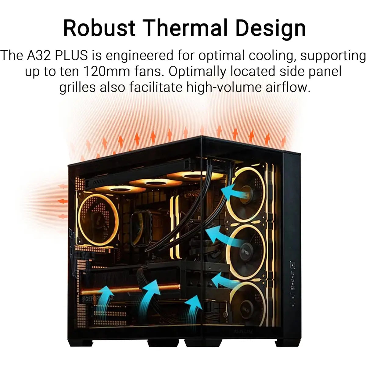 Asus A32 Plus TG ARGB Black Mid-Tower ATX Case - Black - PakByte Computers