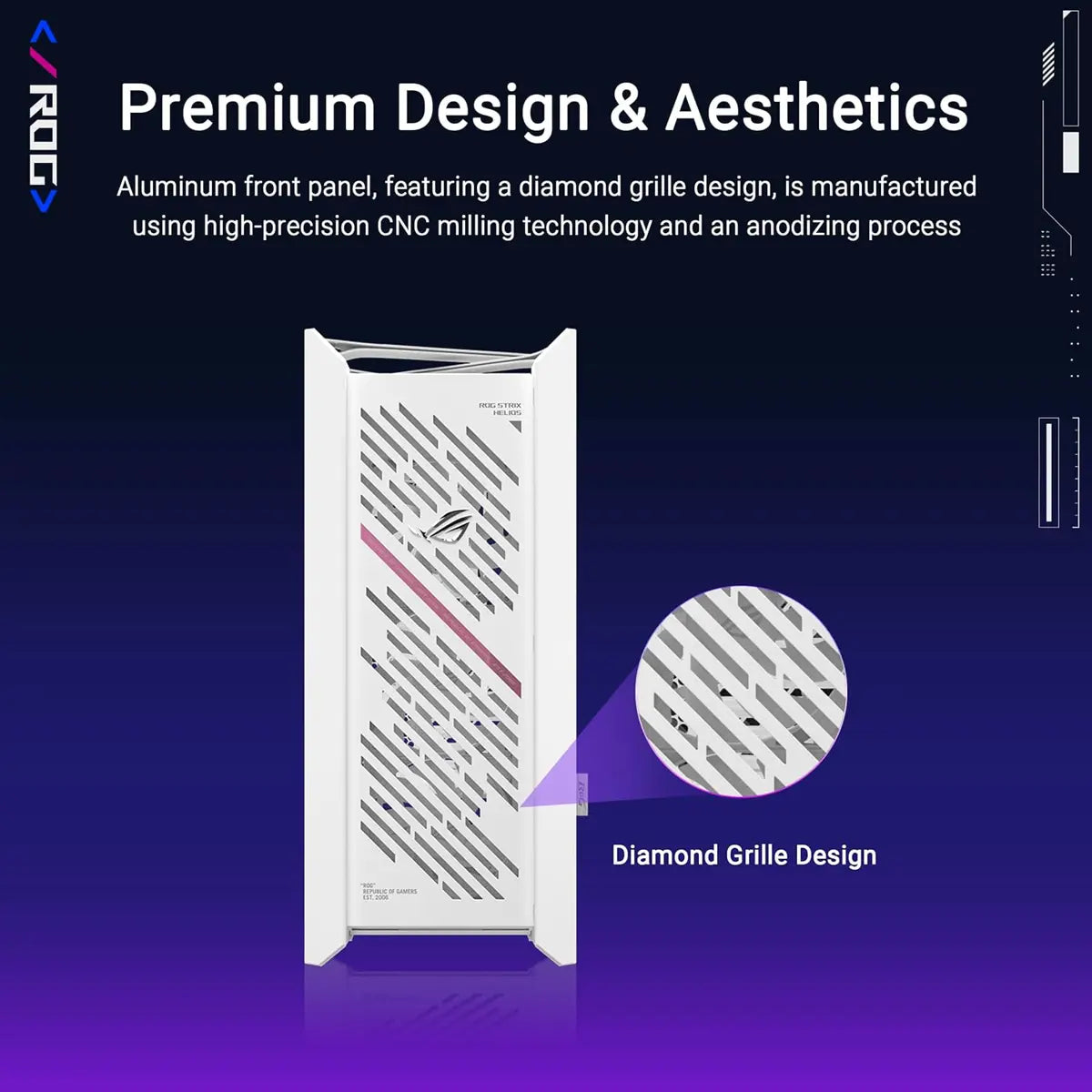 Asus Rog Strix Helios II EATX Mid-Tower Gaming PC Case - White