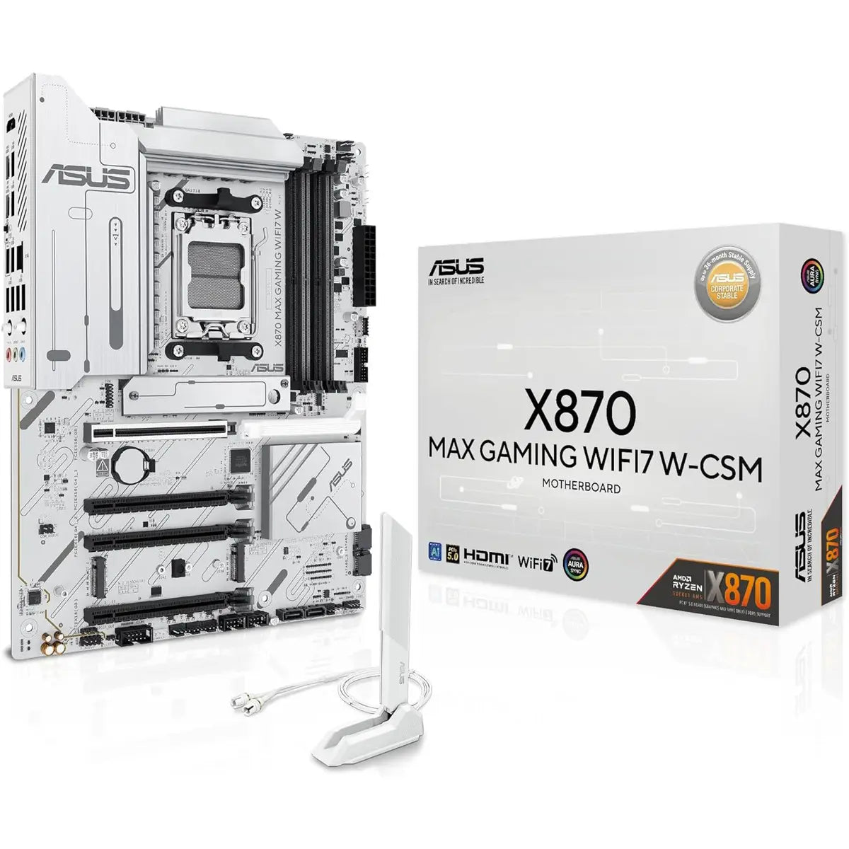 Asus X870 Max Gaming WIFI7 AMD AM5 ATX Motherboard - White