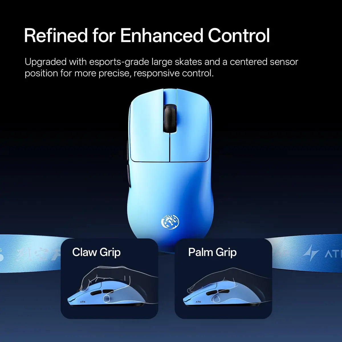 ATK Blazing Sky F1 V3 Series Esports Wireless Mouse - Pearl Blue