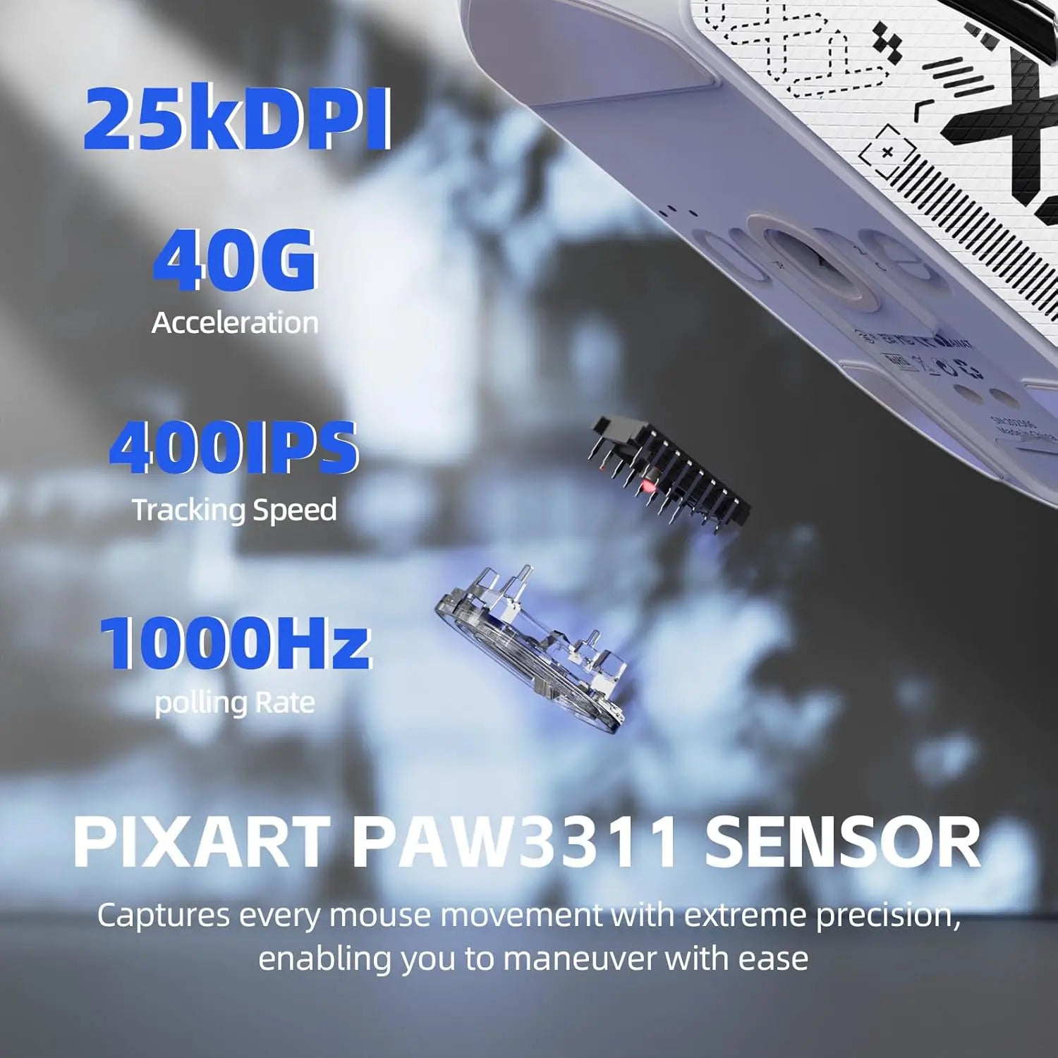 Attack Shark G3 Pro Wireless Gaming Mouse with Charging Dock - White - PakByte Computers