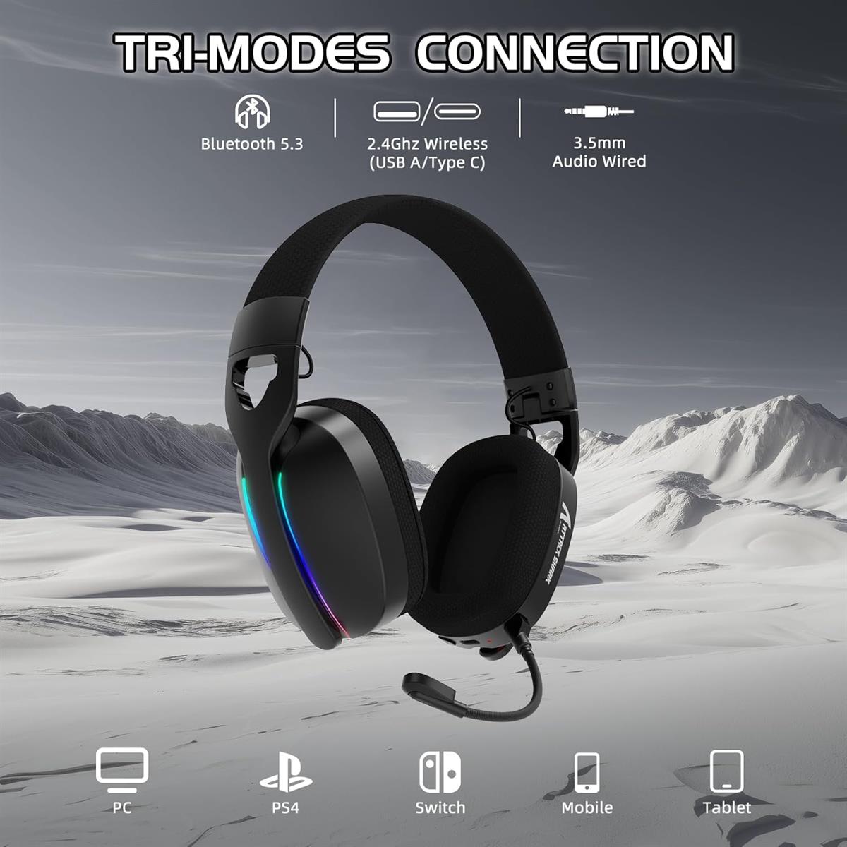 Attack Shark L90 Ultralight RGB Wireless Gaming Headset - Black