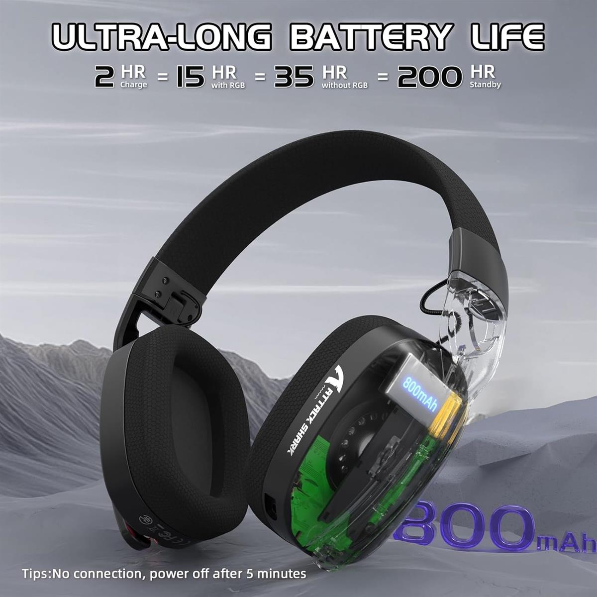 Attack Shark L90 Ultralight RGB Wireless Gaming Headset - Black