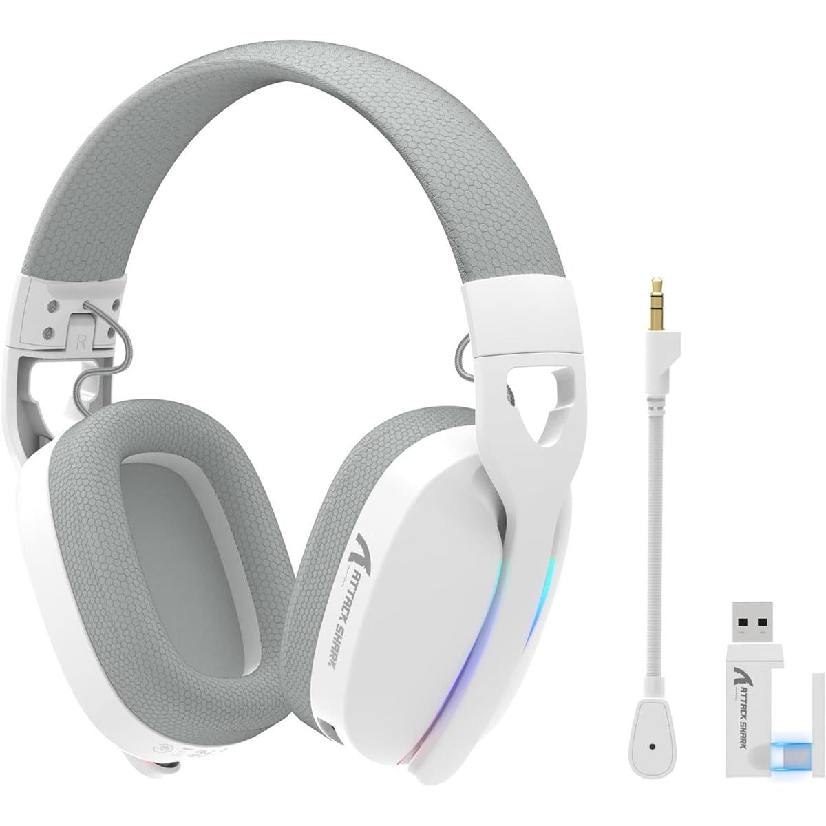 Attack Shark L90 Ultralight RGB Wireless Gaming Headset - White