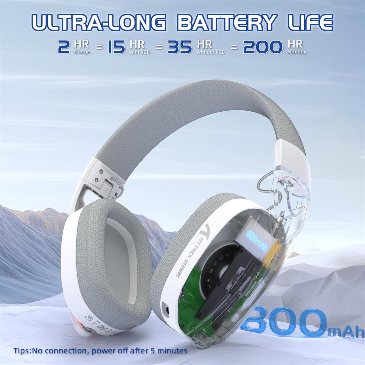 Attack Shark L90 Ultralight RGB Wireless Gaming Headset - White