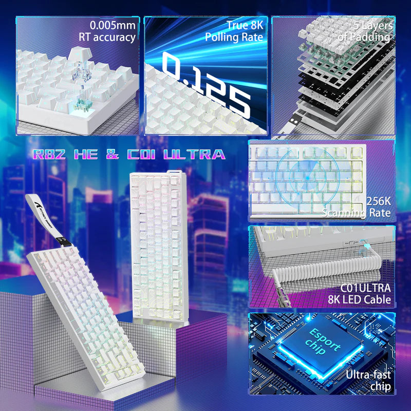 Attack Shark R82 HE Rapid Trigger TKL Wired Gaming Keyboard - White