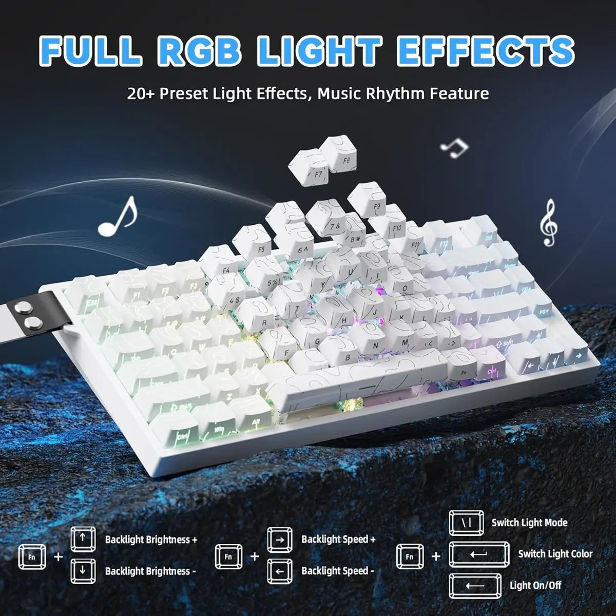 Attack Shark R82 HE Rapid Trigger Wired Mechanical Gaming Keyboard - White Contour