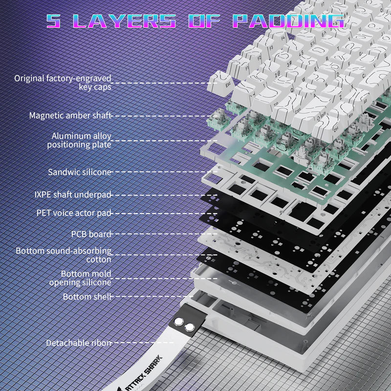 Attack Shark R82 HE Rapid Trigger TKL Wired Gaming Keyboard - White