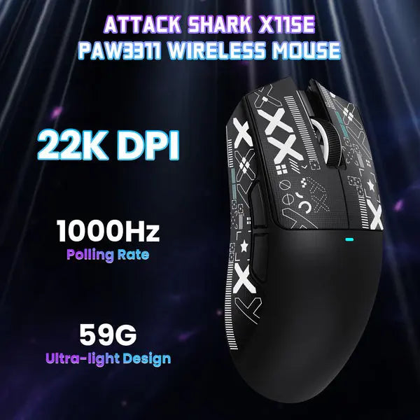 Attack Shark X11 SE Wireless Gaming Mouse - Black - PakByte Computers
