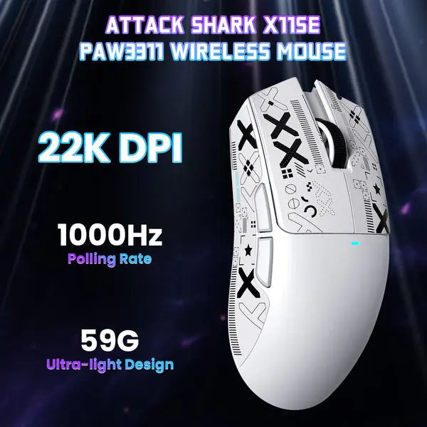 Attack Shark X11 SE Wireless Gaming Mouse - White - PakByte Computers