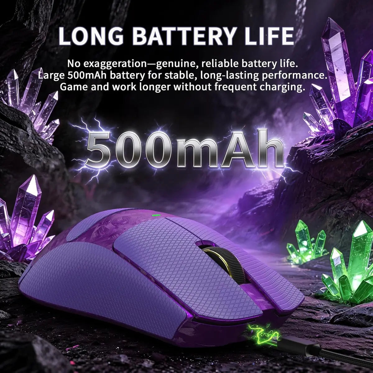 Attack Shark X11 Ultra 8K Carbon Fiber Wireless Gaming Mouse - Purple