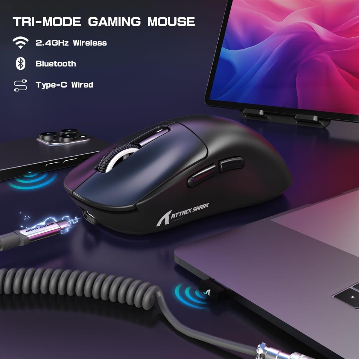 Attack Shark X3 Max Wireless Gaming Mouse - Black - PakByte Computers
