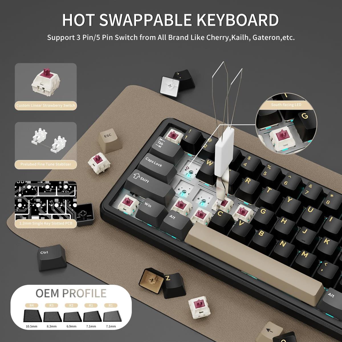 Attack Shark X66 Wireless Mechanical Gaming Keyboard - Star Black - PakByte Computers