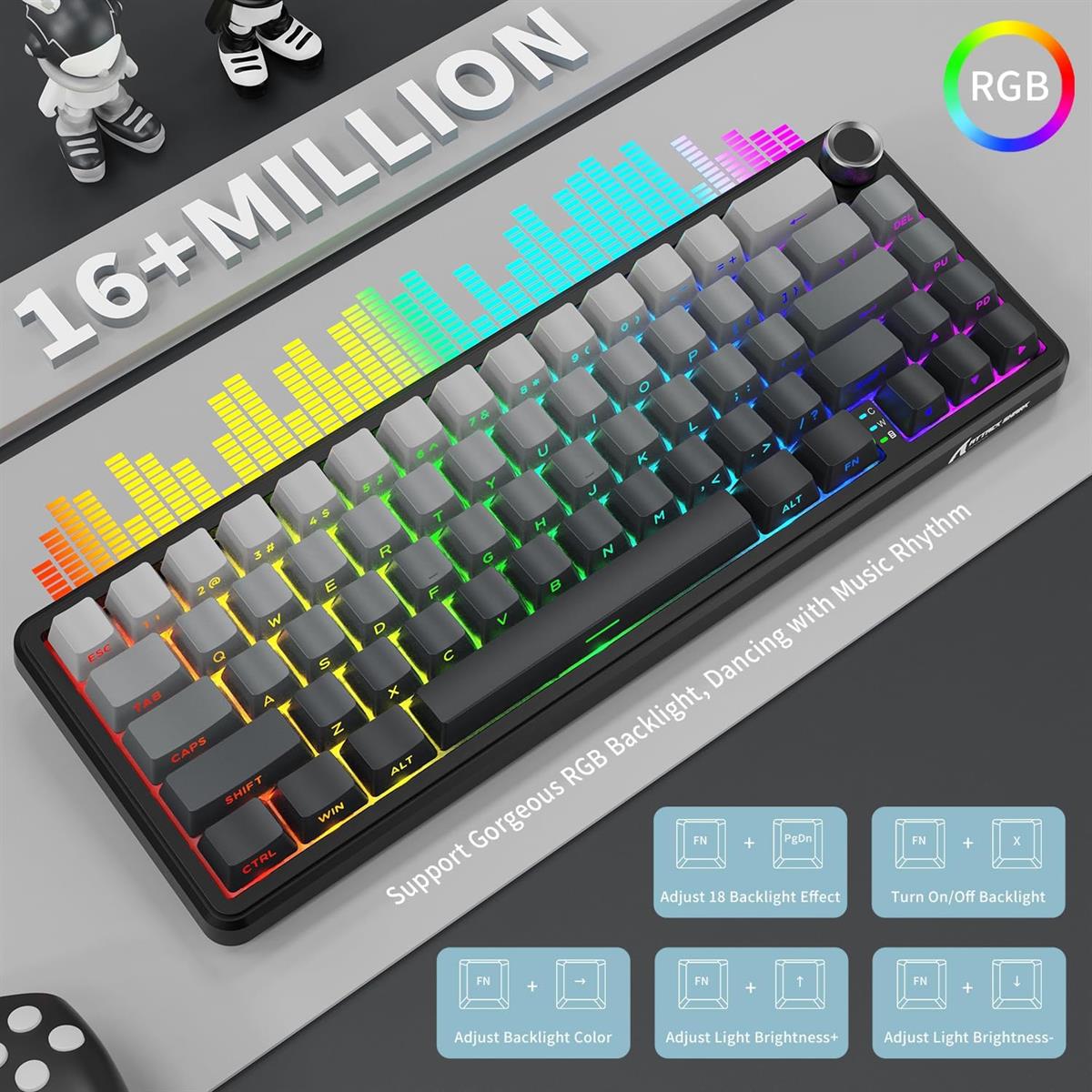 Attack Shark X66 Wireless Mechanical Gaming Keyboard - Moonlit Night - PakByte Computers