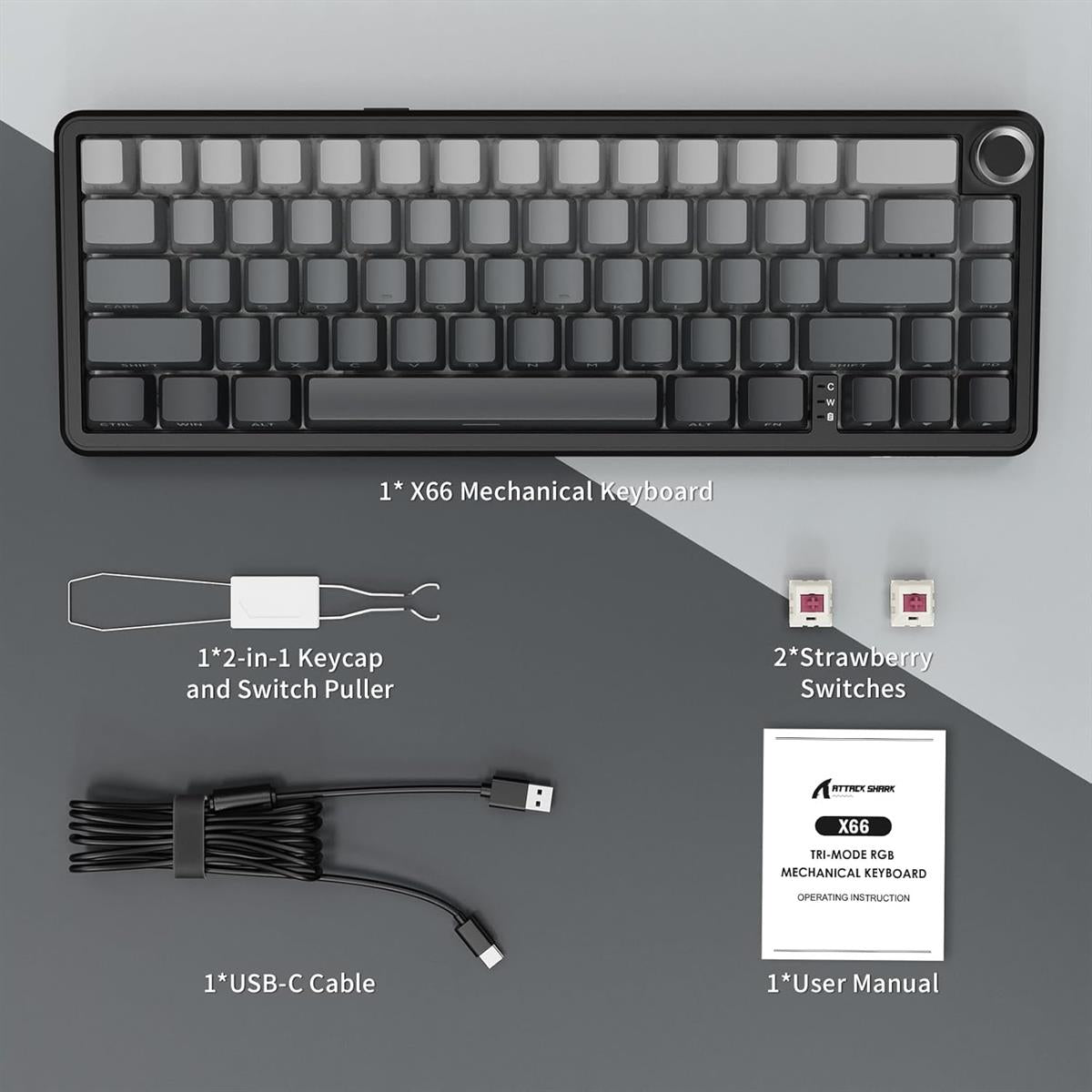 Attack Shark X66 Wireless Mechanical Gaming Keyboard - Moonlit Night - PakByte Computers