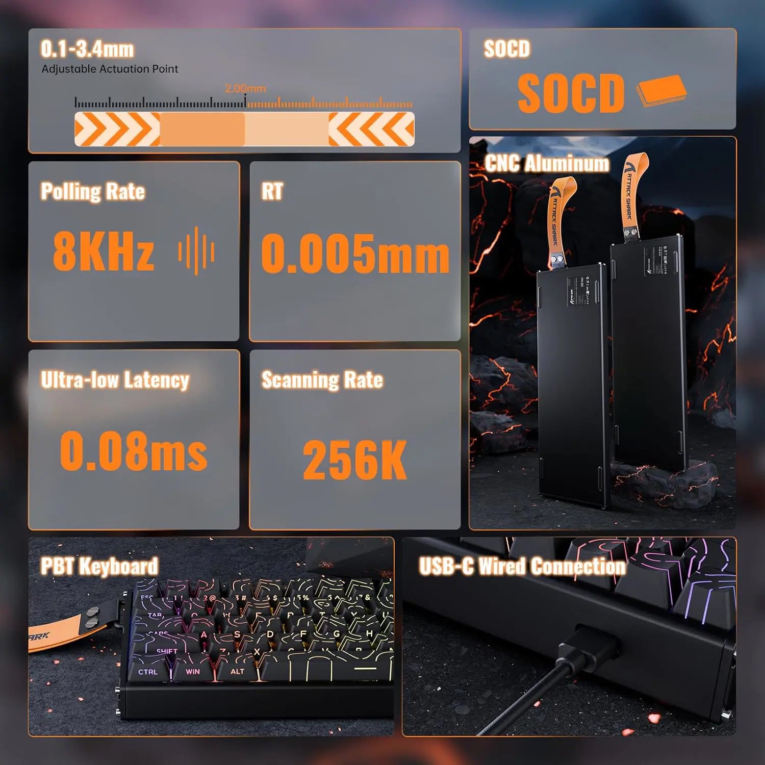 Attack Shark X68 HE Max Gaming Keyboard - Black - PakByte Computers