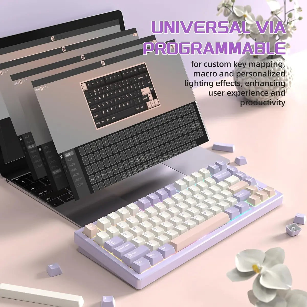Attack Shark X75 Aluminum CNC Wireless Gaming Keyboard - Lavender Blue - PakByte Computers